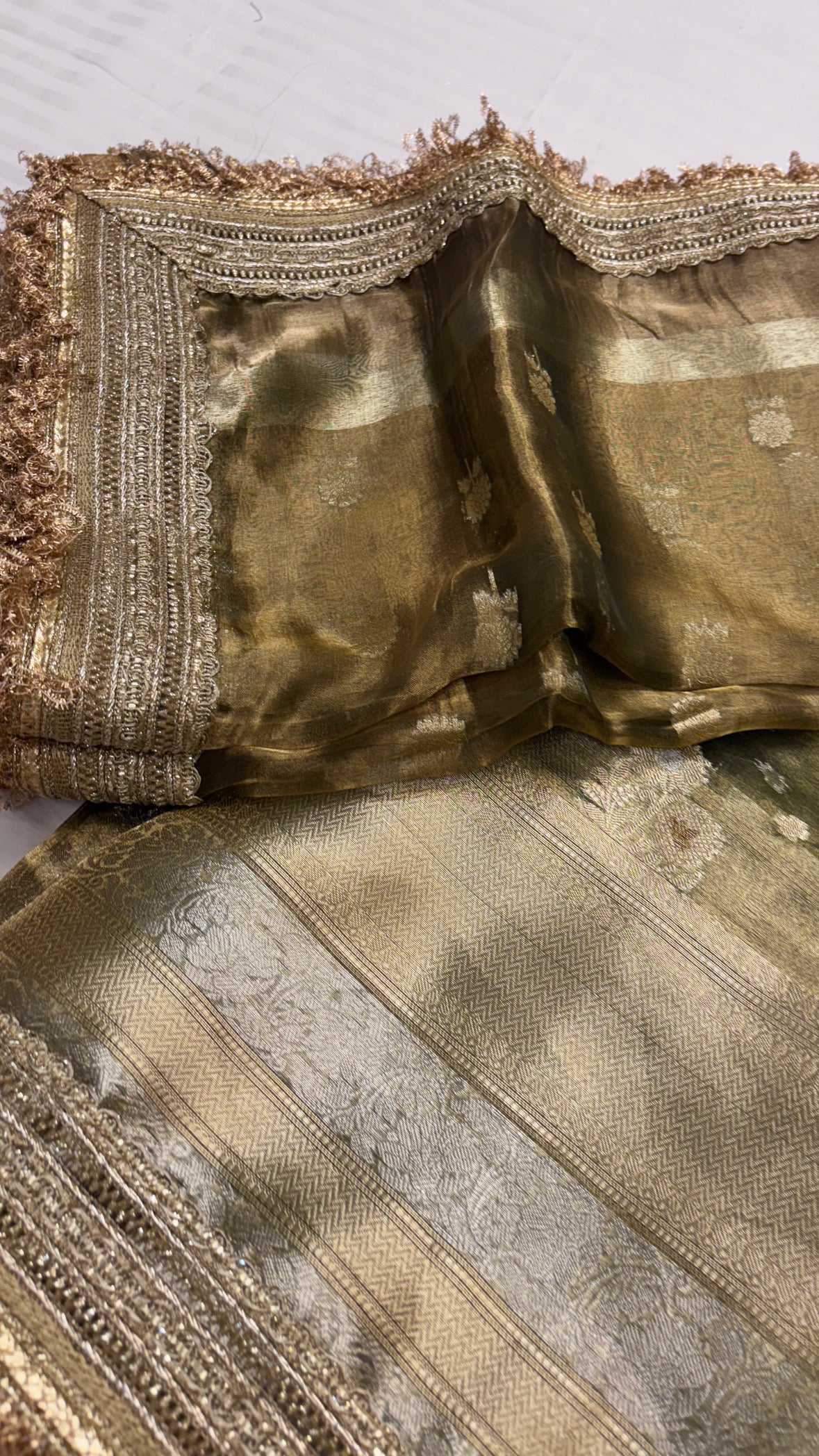 Mint green maharani tissue silk saree with maharani tissue silk duppata