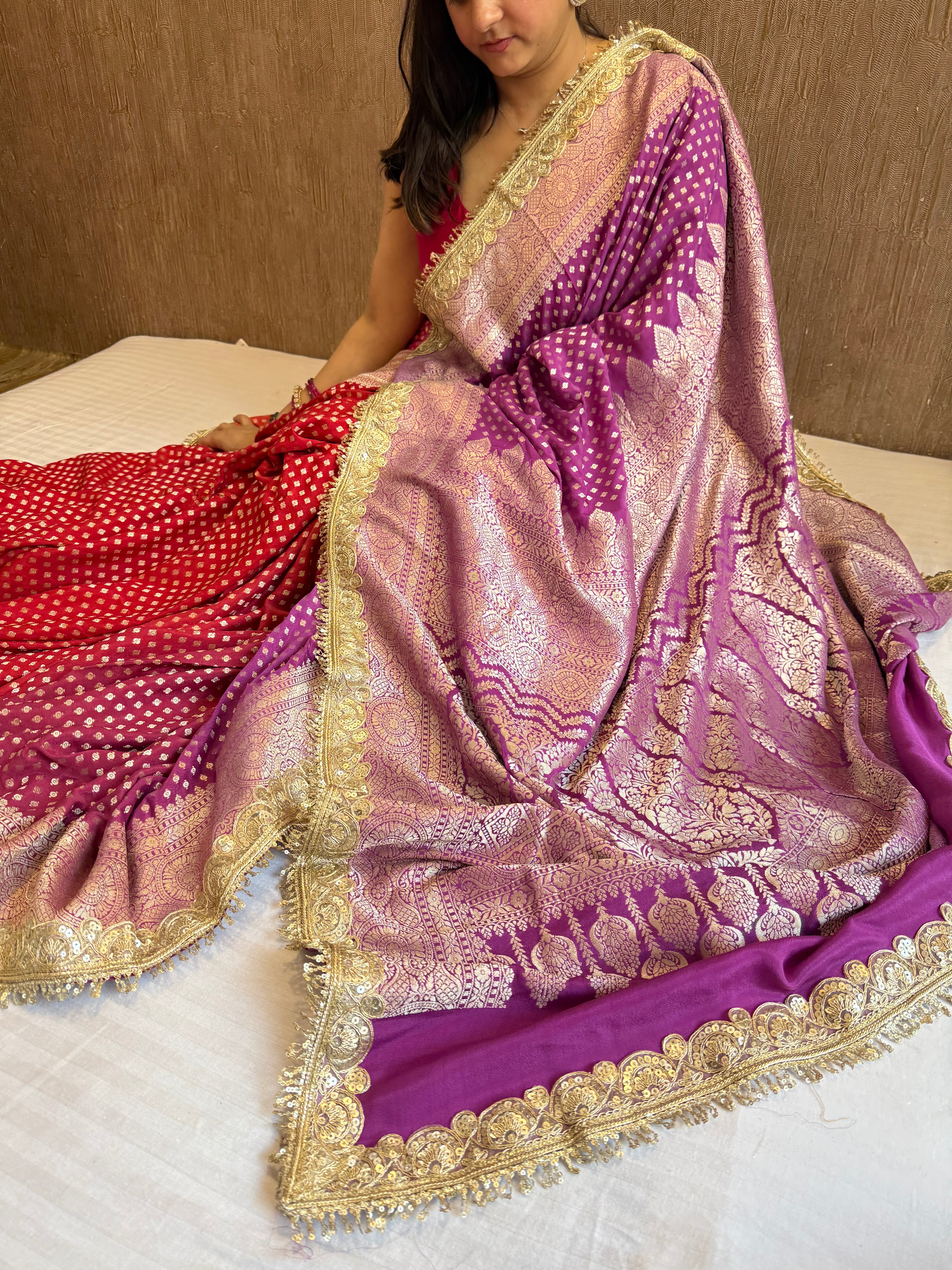 Paro banarasi chiffon gorgette kadhwa buti saree