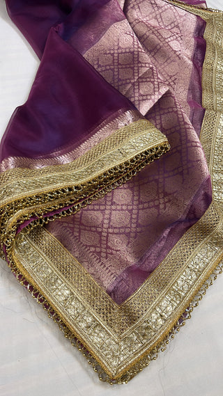 Maharani metallic purple tissue silk saree