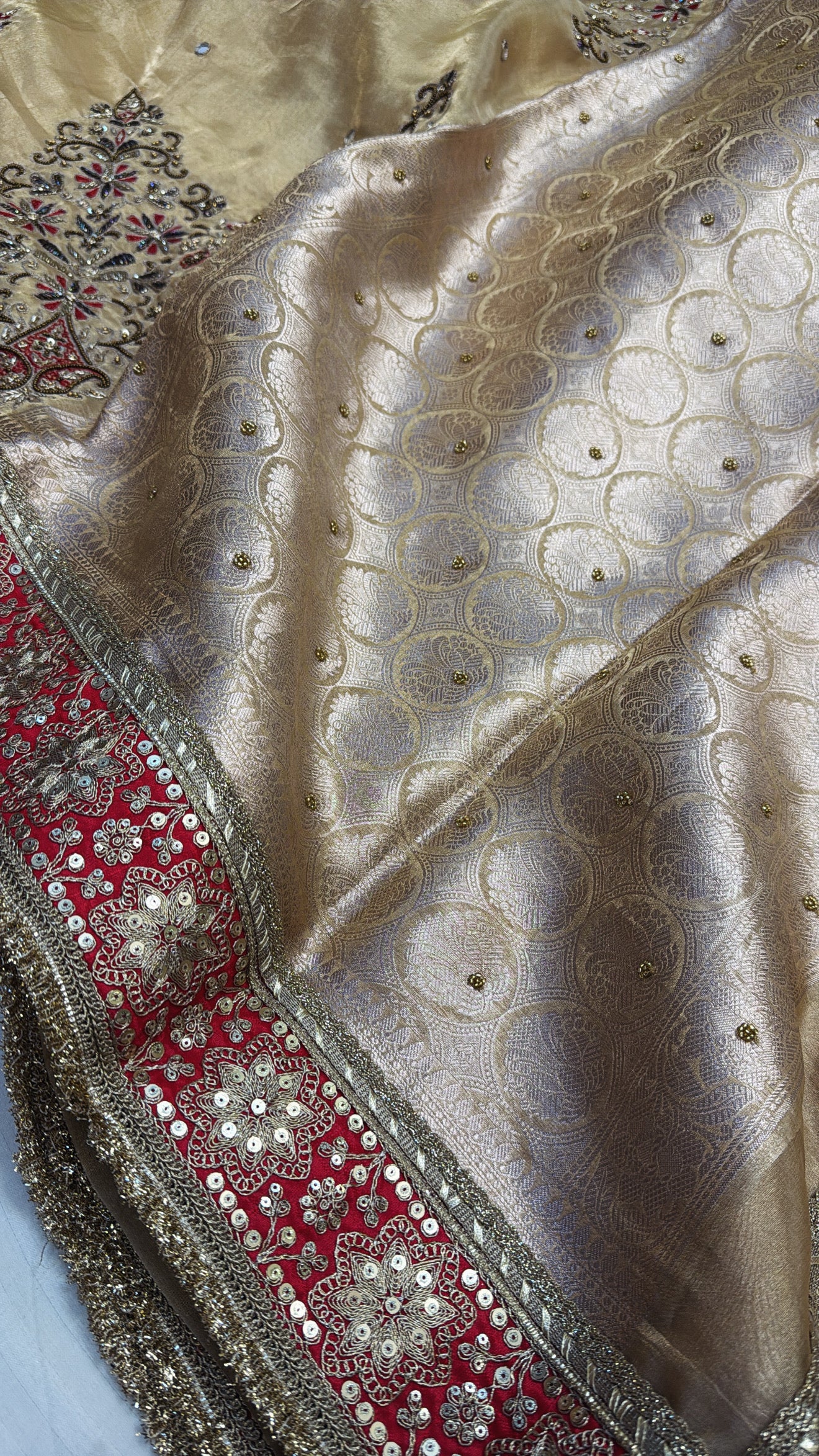 Wedding edit - Husn butter gold tissue silk meenakari hand embroidered saree