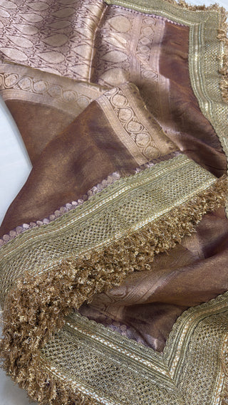 Maharani antique bronze tissue silk saree