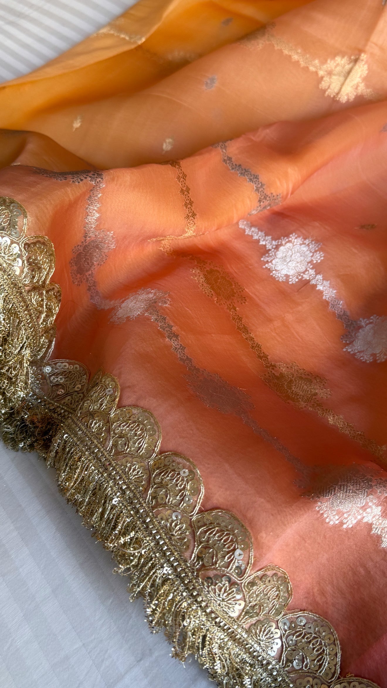 Banarasi kora silk kadhwa sona rupa saree with intricate weaving