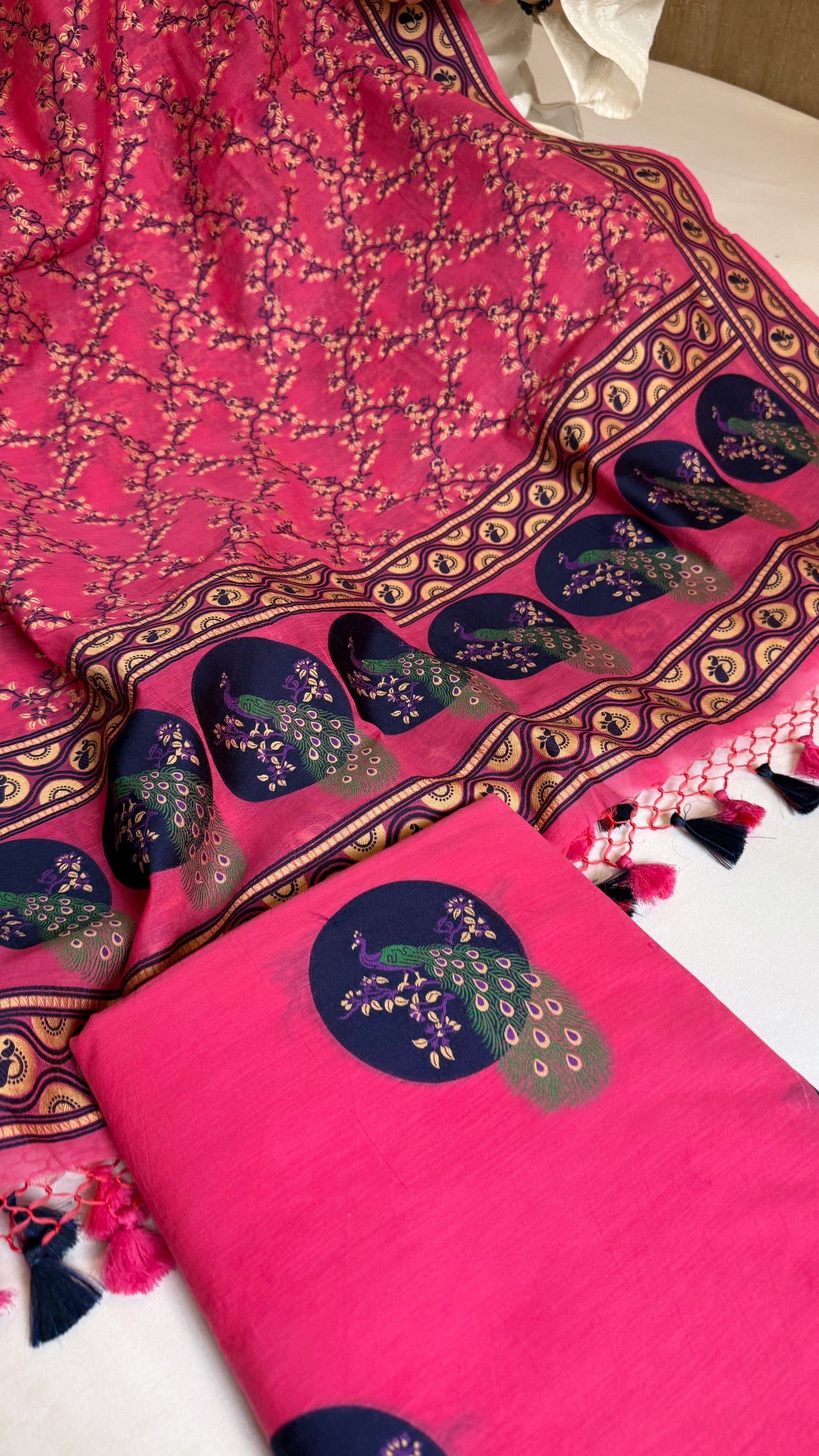 Banarasi cotton resham meenakari suit set