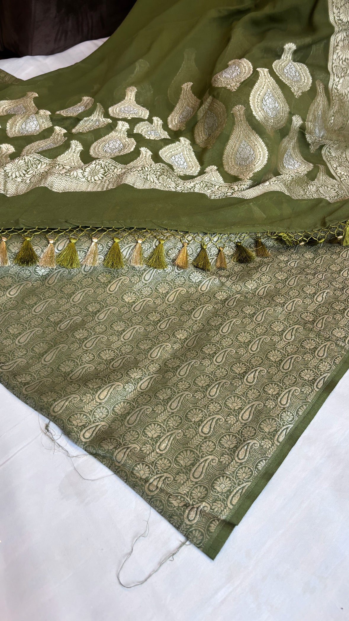 Mehendi green moonga brocade suit set