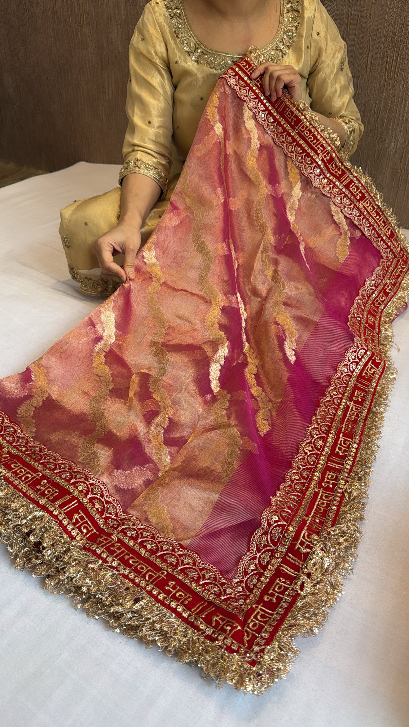 Maharani rani pink tissue silk duppata