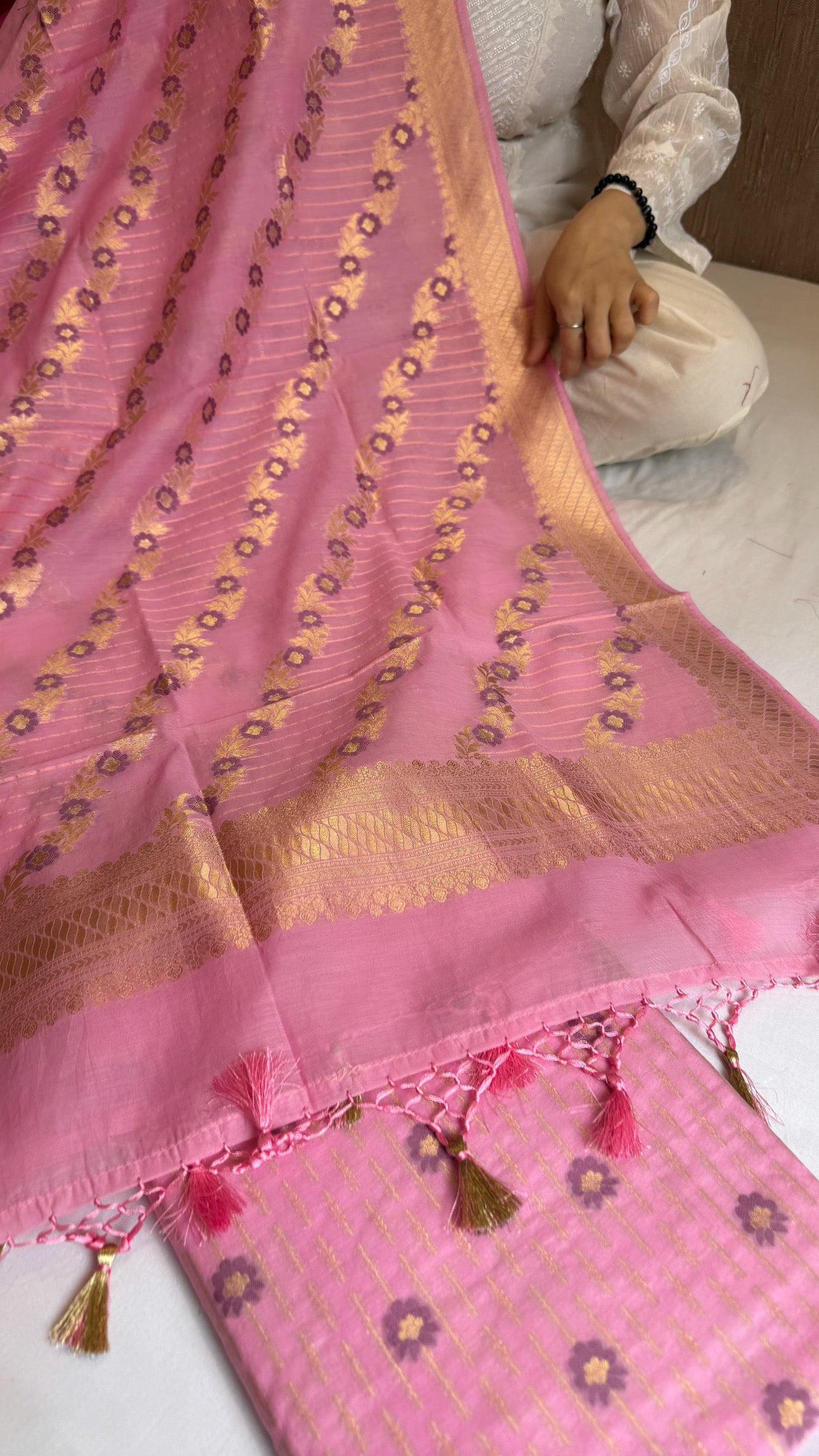 Banarasi cotton resham meenakari suit set