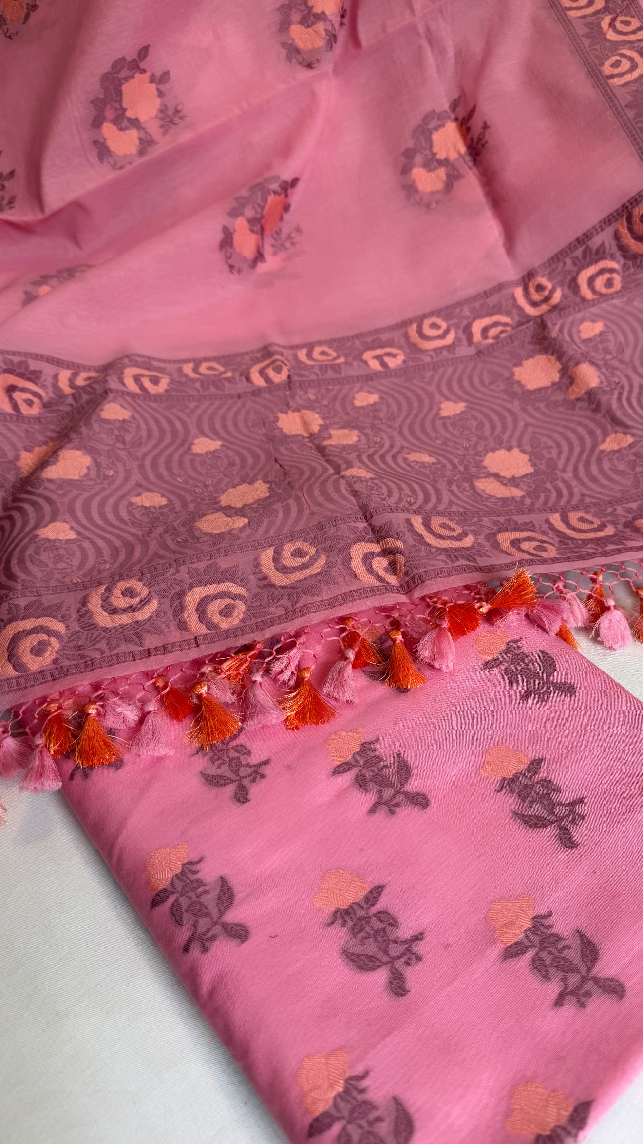 Banarasi cotton resham meenakari suit set