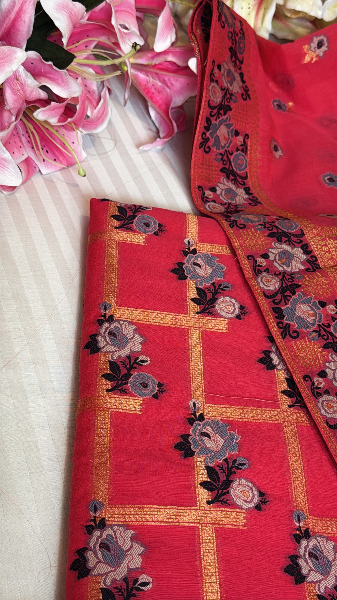 Banarasi cotton silk meenakari kadhwa suit set