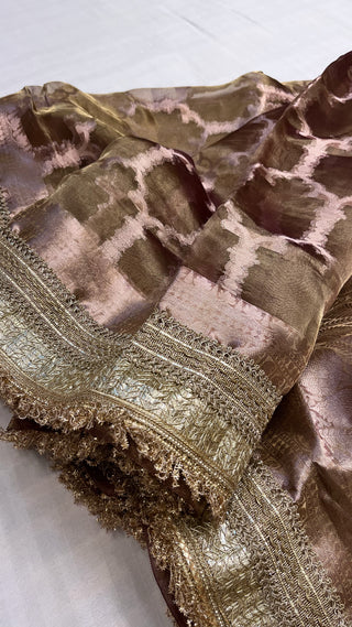 Maharani metallic brown tissue silk saree