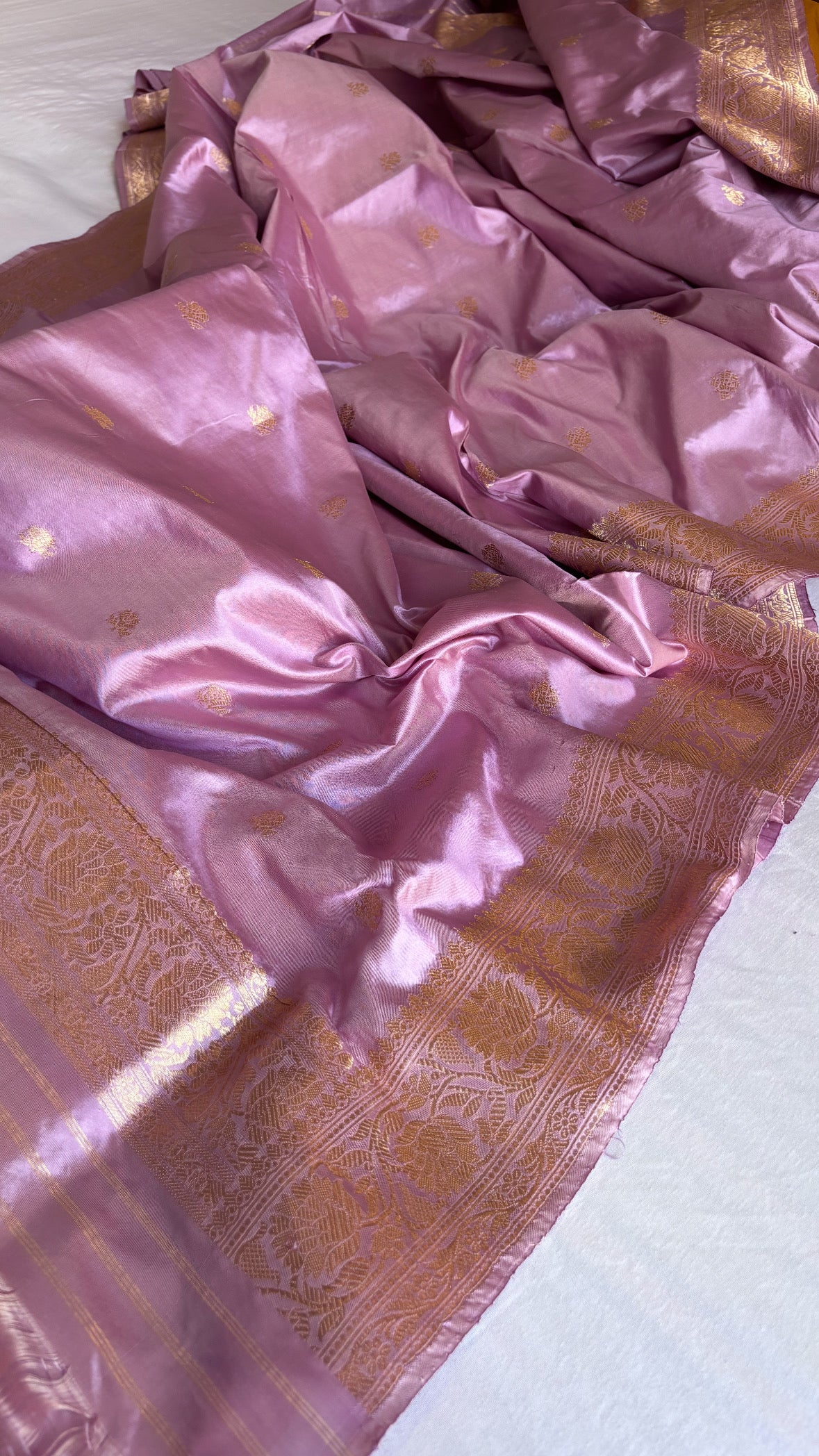 Banarasi nude pink katan kadhwa silk suit set