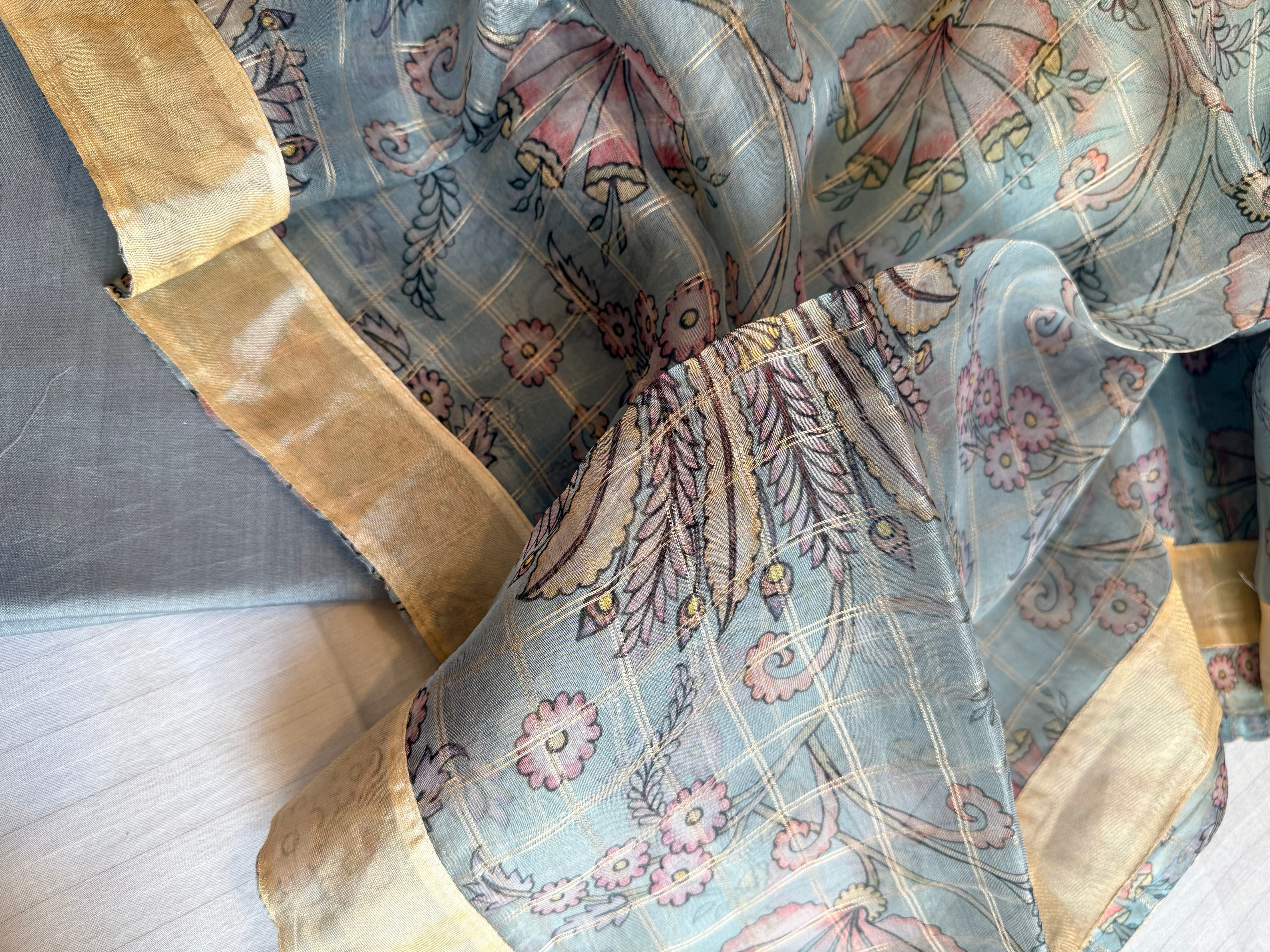 Summer suit sets - Spun chiniya silk kadhwa buti kora silk duppata suit sets