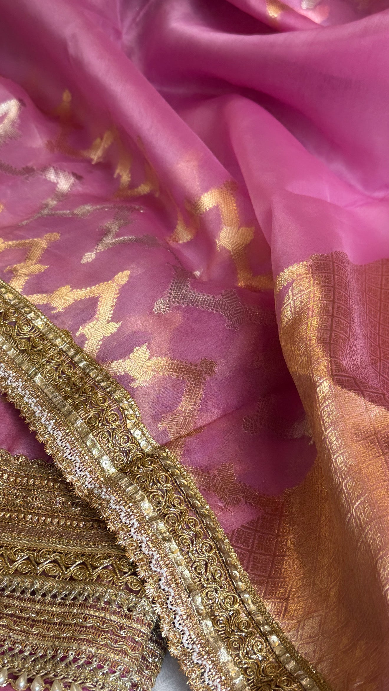 Banarasi kora silk kadhwa buti gotapatti suit set
