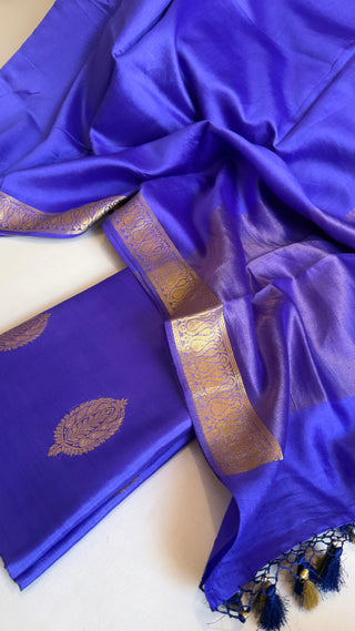 Chiniya silk royal blue kadhwa buti suit set