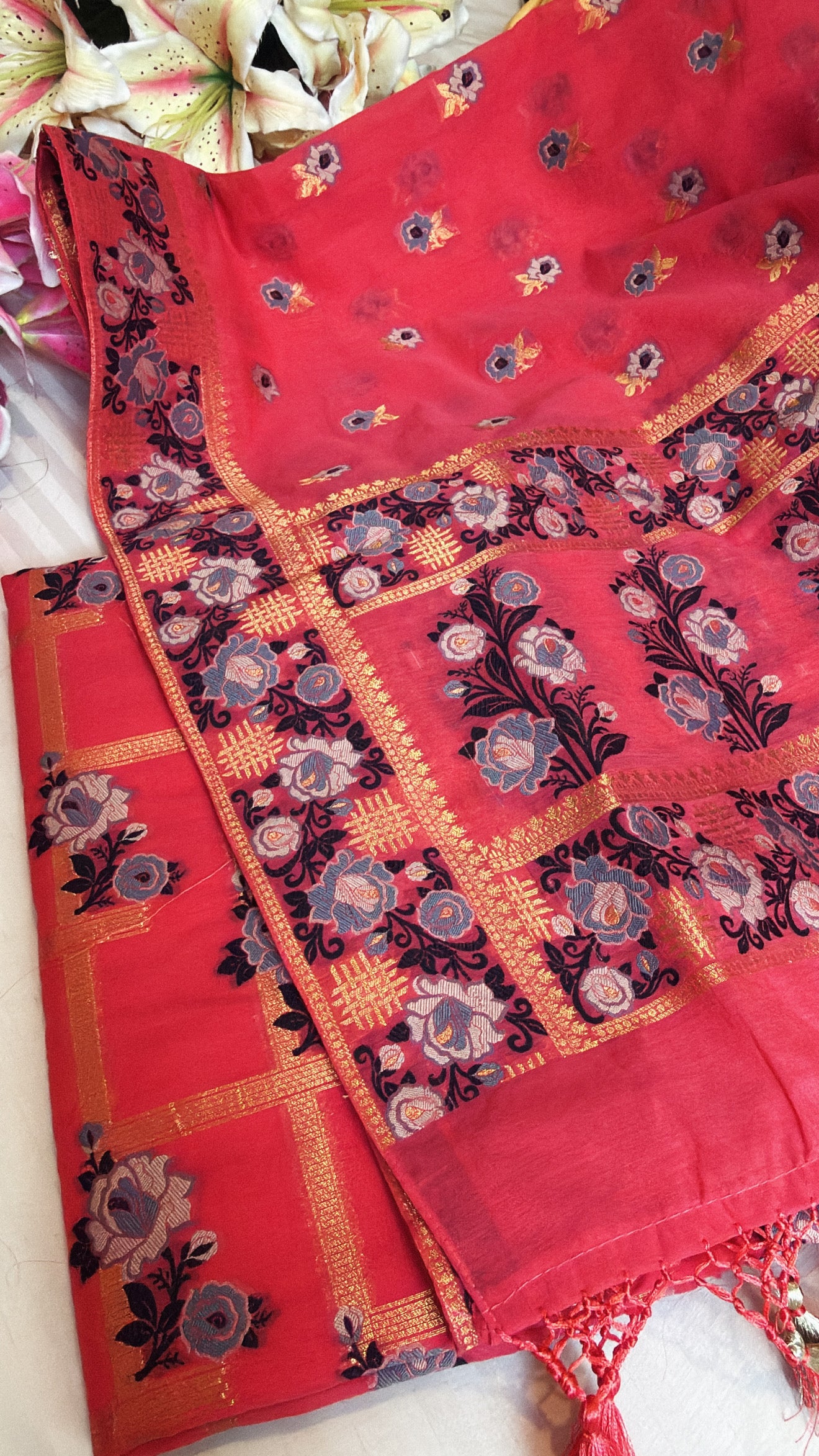 Banarasi cotton silk meenakari kadhwa suit set