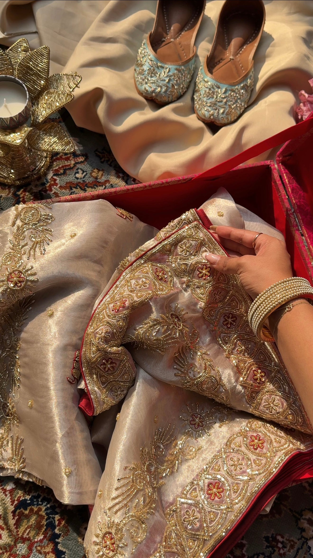 Chamkeeli edit diamond tissue silk hand embroidered kadhwa saree