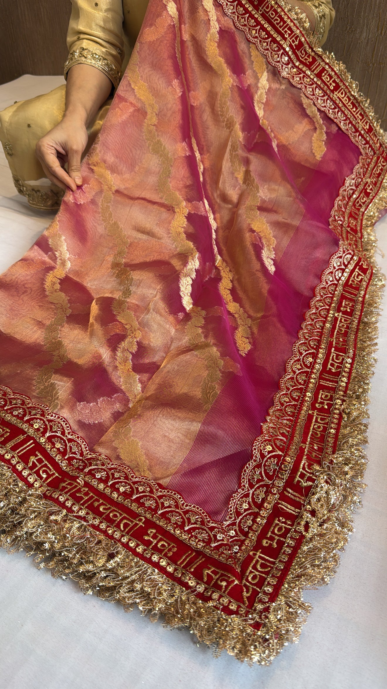Maharani rani pink tissue silk duppata