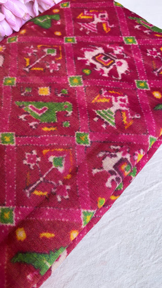 Printed cotton silk kadhwa fabric