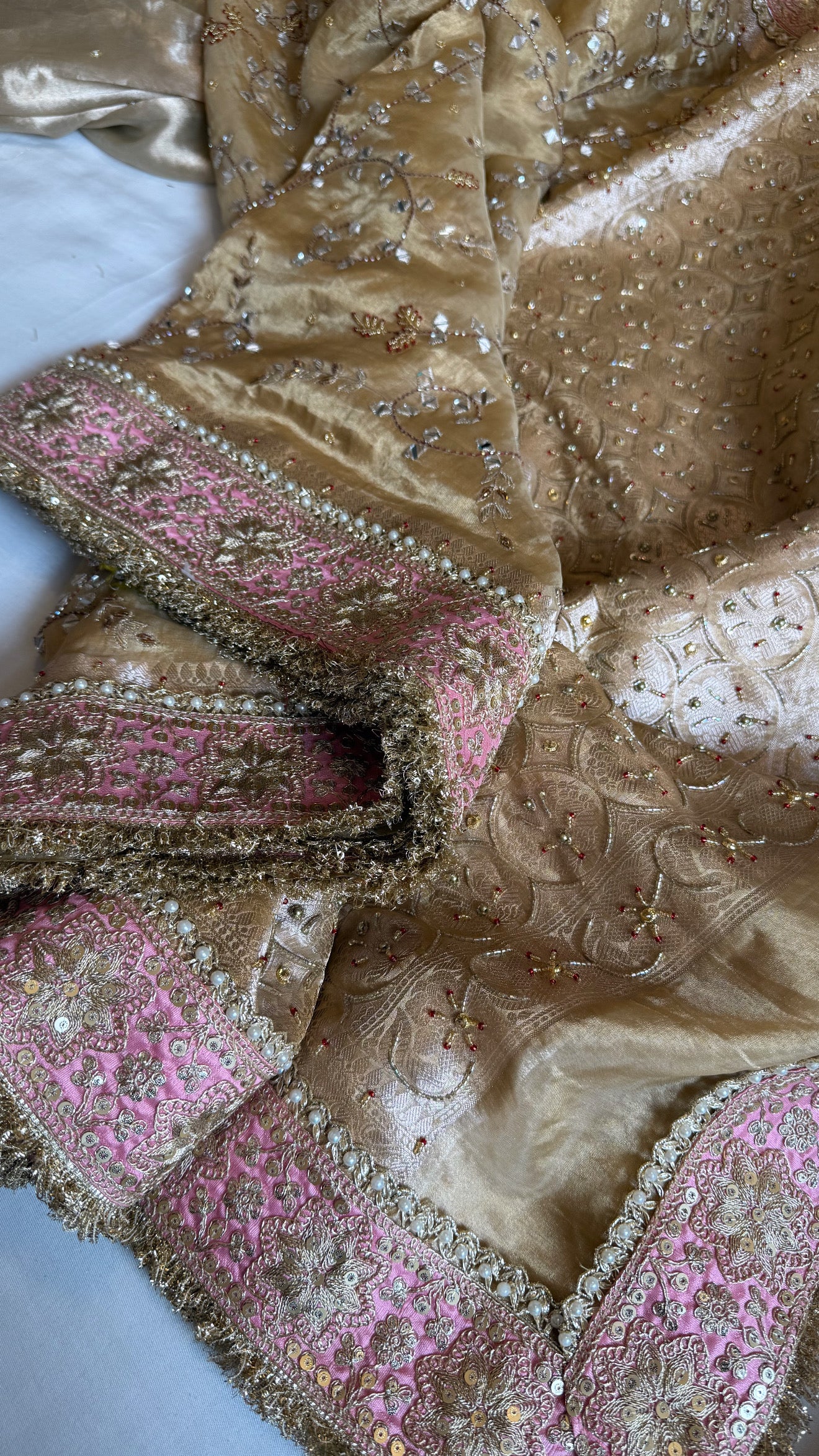 Kutchi inspired “sheesham edit” mirror work meenakari hand embroidered saree