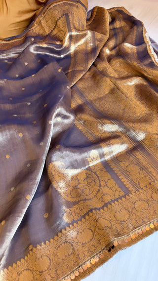 Pure banarasi persian blue tissue silk kadhwa saree kohniya work in pallu