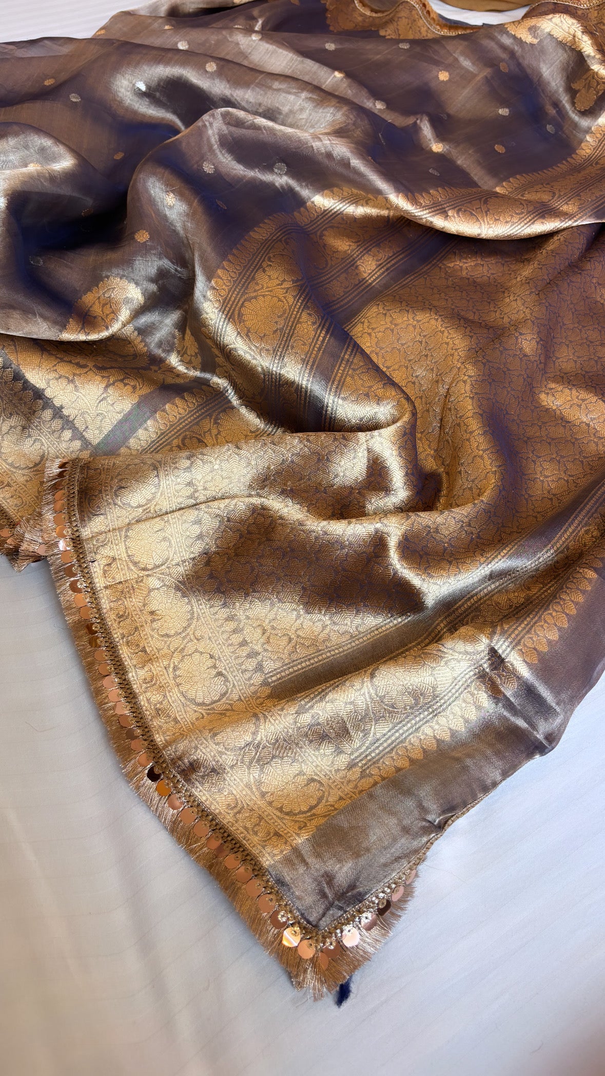 Pure banarasi persian blue tissue silk kadhwa saree kohniya work in pallu