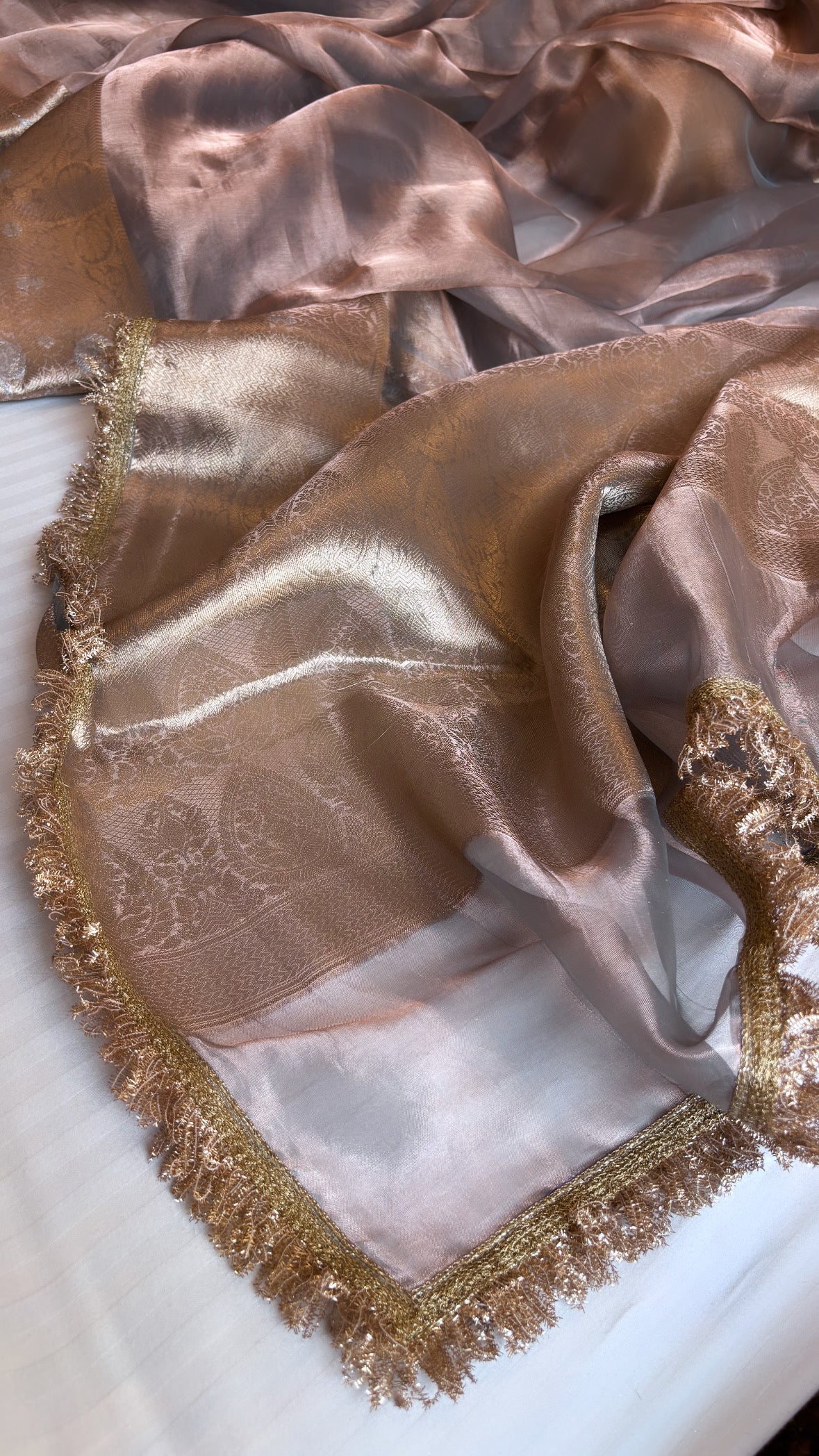 Pure banarasi ice blue tissue silk kadhwa handwoven saree with gotapatti borders